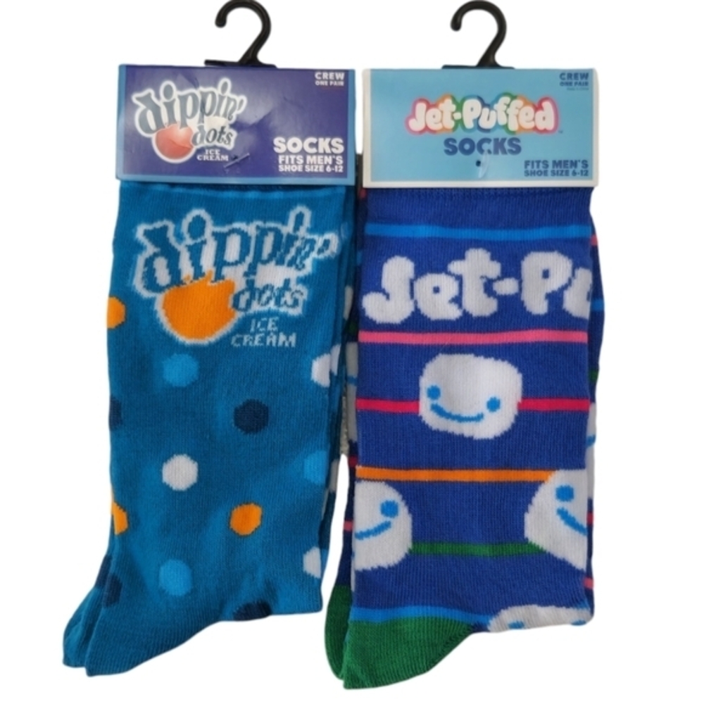 Novelty Crew Socks Dippin' Dots and Jet-Puffed‎ Marshmallows Size 6-12